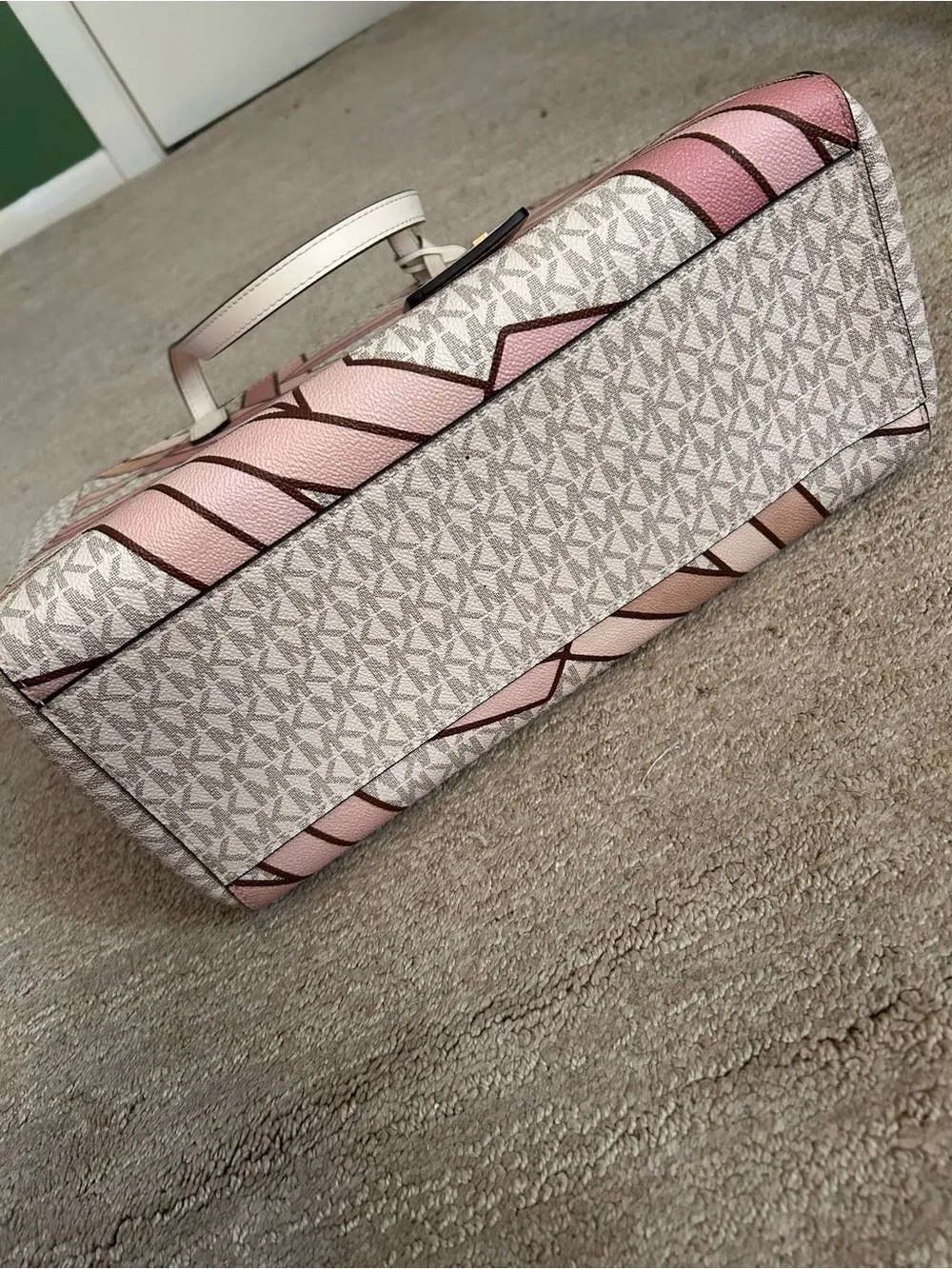 Michael Kors Pink and Cream Geometric Logo Tote